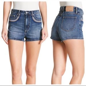 Tularosa High Rise Denim Shorts With Embroidered Pockets